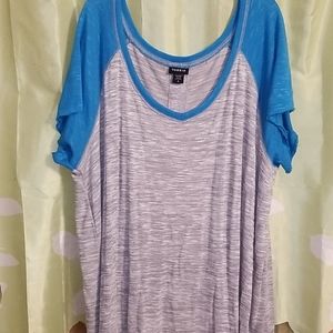 Torrid Teal and Gray Raglan Top
